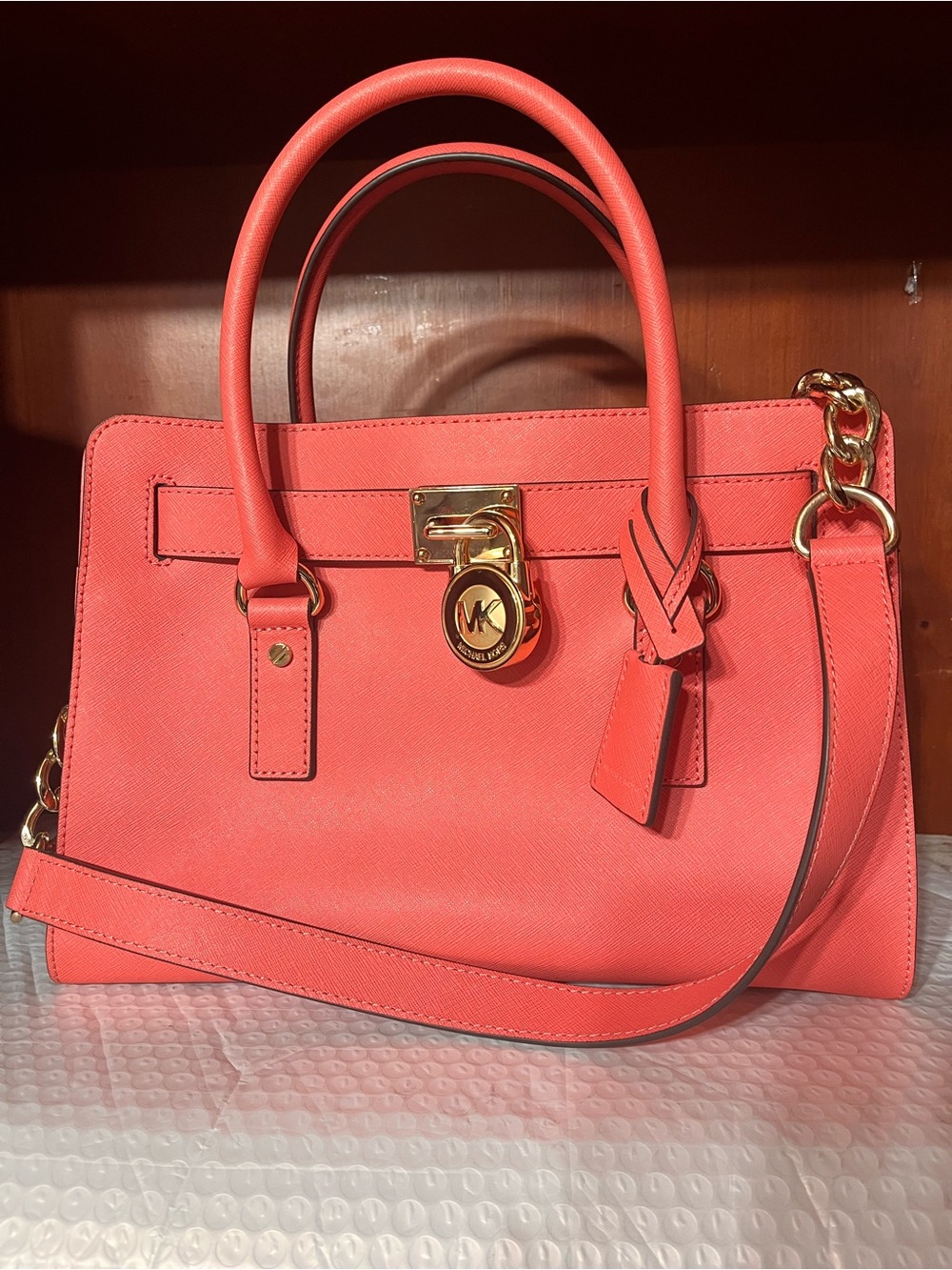 Michael Kors Hamilton Salmon Satchel EUC